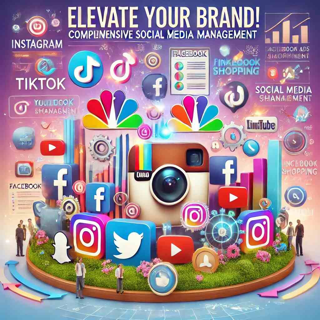 Illustration of app and web development with various icons representing security, speed, and website elements